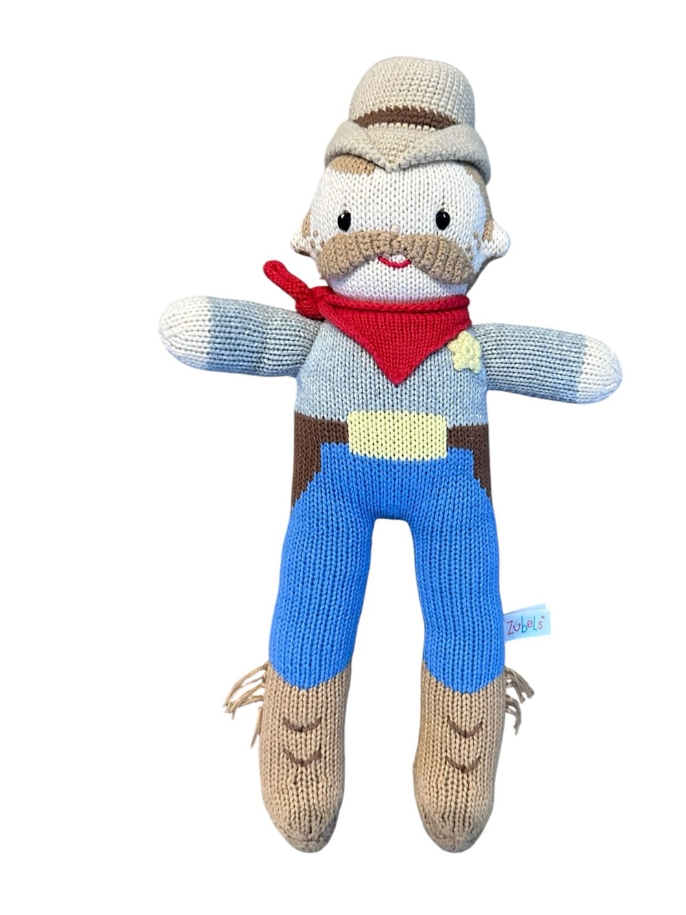Zubels Knit Plush Farmer Stuffed Doll Toy Animal NWOT